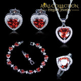 New Arrival Red Heart 4Pcs Set Jewelry Sets