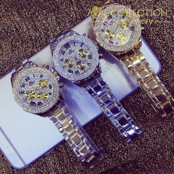 Crystal Quartz Women's Watch Silver/ Gold - Avas Collection