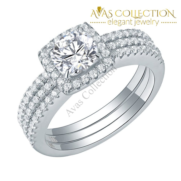 1.5 ct Solid 925 Sterling Silver Ring 3 Pcs Wedding Set - Avas Collection