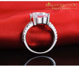 Cushion Cut Real 925 Sterling Silver Ring Luxury High Quality 18K White Gold Finish Engagement Rings