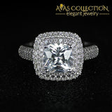 Solid Sparkling 925 Sterling Silver Luxury Engagement Ring Rings