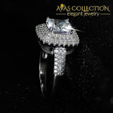 Solid Sparkling 925 Sterling Silver Luxury Engagement Ring Rings