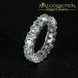 Luxury Solid 925 Sterling Silver Eternity Rings In 18K White Gold Simulated Diamonds 4 / R4573S