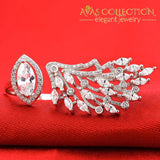 Real 925 Sterling Silver Peacock Marquise Luxury Ring Rings