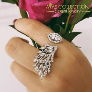 Real 925 Sterling Silver Peacock Marquise Luxury Ring Rings