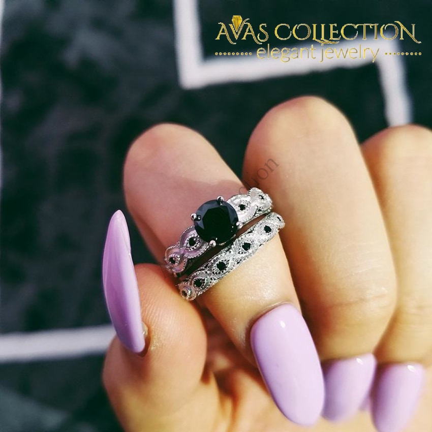 Silver Ebony Wedding Ring Find Your Perfect Carat White Silver