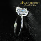 Solid 925 Sterling Silver Emerald Cut Engagement Ring Rings