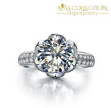Romantic Flower Shaped Inlay 3 Carat Engagement Ring - Avas Collection
