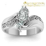Marquise Cut Stone 18k White Gold Filled - Avas Collection
