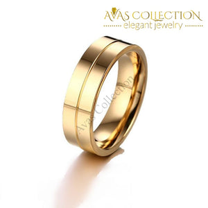 Shuangr Classic Design Wedding Rings For Women Men Gold Color Titanium Steel Couple Ring High
