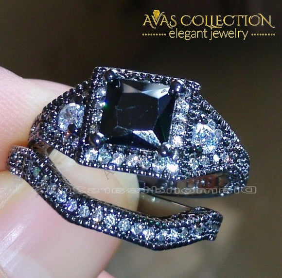 2ct Luxury Princess Cut 10kt Black Gold Filled - Avas Collection