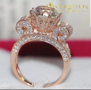 Round Cut 3 Carat  Engagement  Ring Rose Gold Filled - Avas Collection