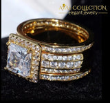 3-in-1 ring Princess Yellow gold filled  Wedding Band Ring - Avas Collection