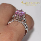 3 ct Round Cut Pink Ring 10k White Gold Filled - Avas Collection