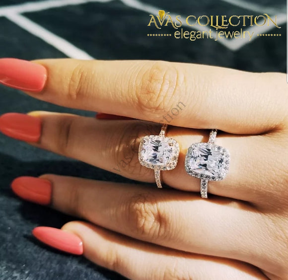 Rose Gold/ Silver Engagement Ring/ Promise Rings - Avas Collection