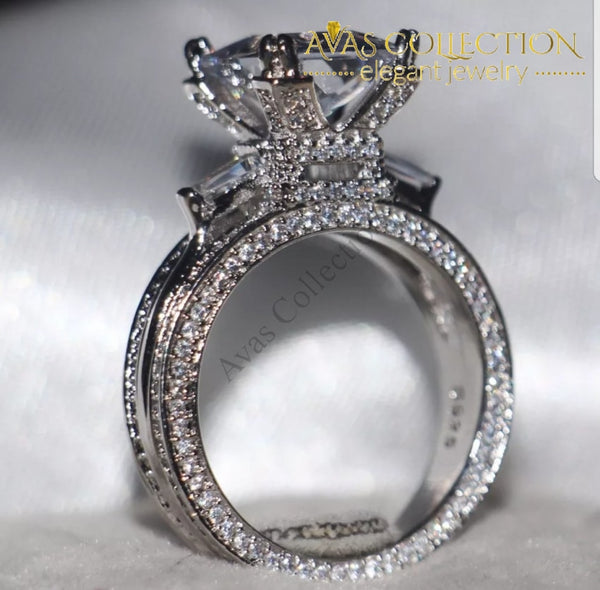Silver Plated Eiffel Tower Engagement Ring - Cubic Zirconia Solitaire, Paris Theme, By Jewelryboxes