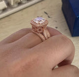 3 Pcs Wedding Ring Set Rose Gold Filled