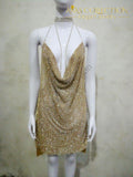 Gold Color Shining Mini Luxury Party Dress / S Dresses