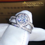 10KT White Gold Filled 2 ct   Round Cut 2 in 1 set - Avas Collection