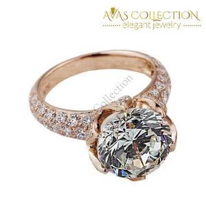 4Ct Brilliant Flower Round Cut Synthetic Diamonds Ring - Avas Collection