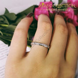 Solid 925 Sterling Silver Band Ring Eternity Finger Three Colors Wedding Bands