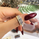Solid 925 Sterling Silver Band Ring Eternity Finger Three Colors Wedding Bands
