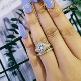 14K Yellow Gold Filled Luxury Wedding Ring Set Simulated Diamonds 6 Rings