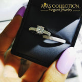 Solid Real 925 Sterling Silver Ring Wedding Set With Simulated Diamonds Rings