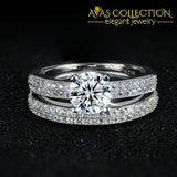 Solid Real 925 Sterling Silver Ring Wedding Set With Simulated Diamonds Rings