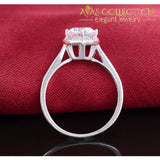 Solid Real 925 Sterling Silver Ring Heart Shaped Engagement Promise Ring/ Simulated Diamonds Rings