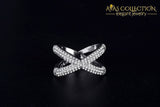 Solid Real 925 Sterling Silver Crossed Ring-R4810 Rings