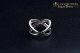 Solid Real 925 Sterling Silver Crossed Ring-R4810 Rings