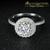 Solid 925 Sterling Silver Luxury Engagement Ring/ Simulated Diamonds - Avas Collection