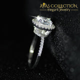 Solid 925 Sterling Silver Luxury Engagement Ring/ Simulated Diamonds - Avas Collection