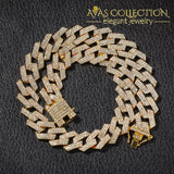 20Mm Prong Cuban Link Chains Necklace 3 Row Iced Out Necklaces For Men Chain