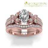 Elegant Flower 14K Rose Gold Filled Wedding Set 10 Engagement Rings
