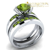 6 Colors Birthstones Ring Set Silver Color Crystal / Olive Engagement Rings
