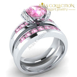 6 Colors Birthstones Ring Set Silver Color Crystal / Pink Engagement Rings