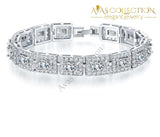 Princess Cut- White Gold Filled/ Avas Collection Bracelet Chain & Link Bracelets