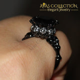 Vintage Black Stone  Round Cut 10kt Black Gold Filled - Avas Collection