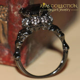 Vintage Black Stone  Round Cut 10kt Black Gold Filled - Avas Collection