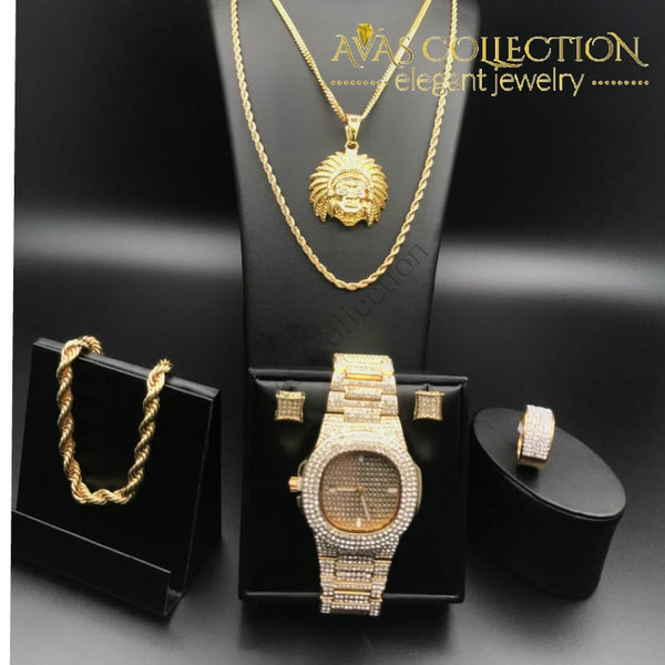 14K GOLD PLATED ICED OUT outlet WATCH CHAIN COM