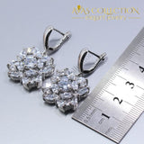 White Austria Crystal 925 Silver Four Piece Flower Jewelry Set - Avas Collection