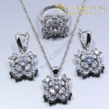 White Austria Crystal 925 Silver Four Piece Flower Jewelry Set - Avas Collection
