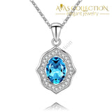 Natural Blue  Pendant Necklace 925 Sterling Silver Oval - Avas Collection