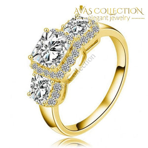 3 stone Engagement Ring 14k Gold filled - Avas Collection