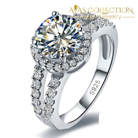 2 Carat Engagement Ring/ 18k White Gold Filled - Avas Collection