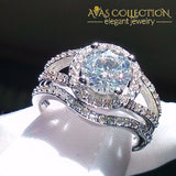 Sparkling 10KT White Gold Filled engagement Wedding Set Ring - Avas Collection