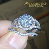 Sparkling 10KT White Gold Filled engagement Wedding Set Ring - Avas Collection