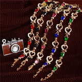 Shuangr New 5 Colors Beautiful Bracelet For Women Colorful Austrian Crystal Fashion Heart Chain